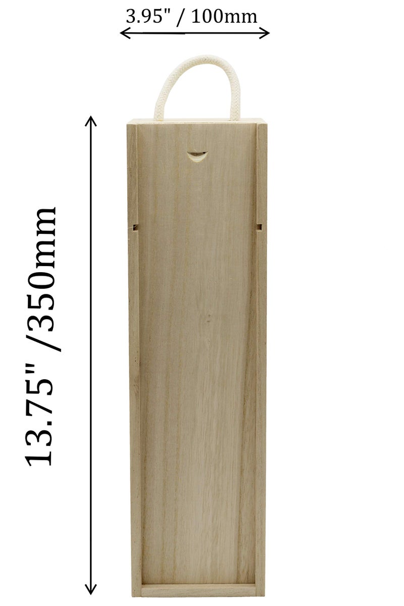 Creative Hobbies Wooden Wine, Liquor Bottle Box, Single Wine Bottle Wood Storage Gift Box with Rope Carry Handle for Birthday Party, Housewarming, Wedding, Anniversary, 13.75 x 4 x 4 Inches - Image 5